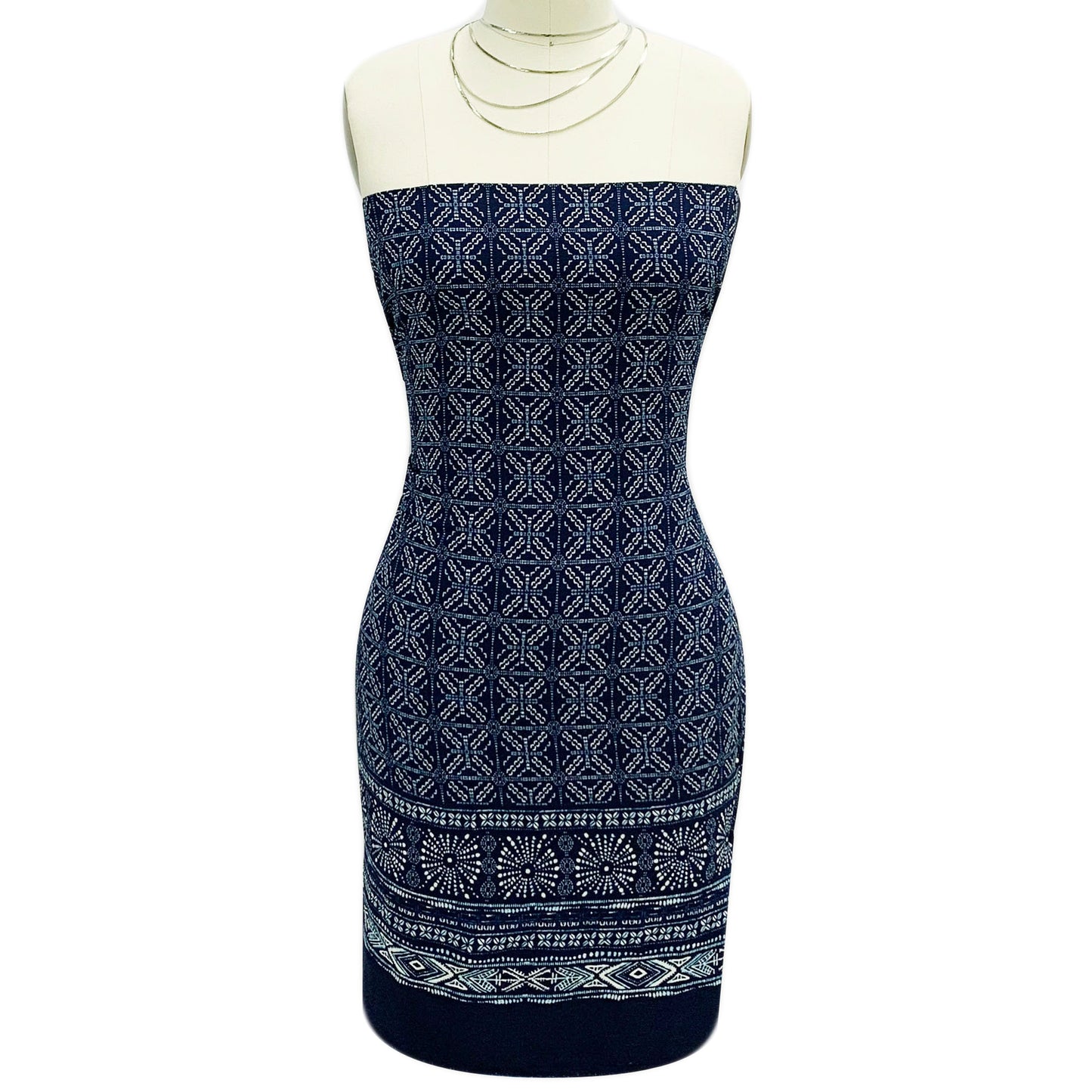 PD-58-586-NAVY-LTBLUE - DOUBLE BORDER CREPE CHIFFON 97% POLY 3% SPANDEX