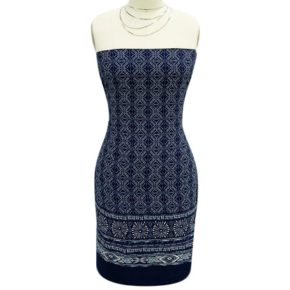 PD-58-586-NAVY-LTBLUE - DOUBLE BORDER CREPE CHIFFON 97% POLY 3% SPANDEX