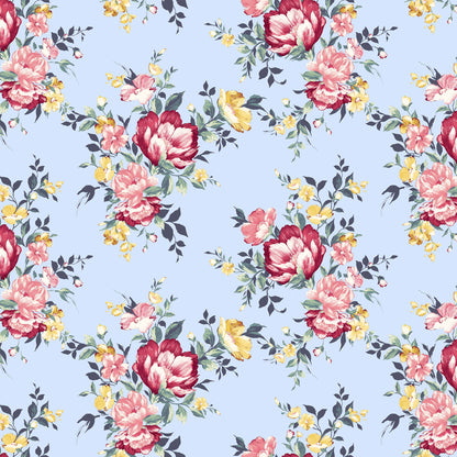 PD-632-586-SKY-BLUE-YELLOW - PRINTED CREPE CHIFFON 97% POLY 3% SPANDEX