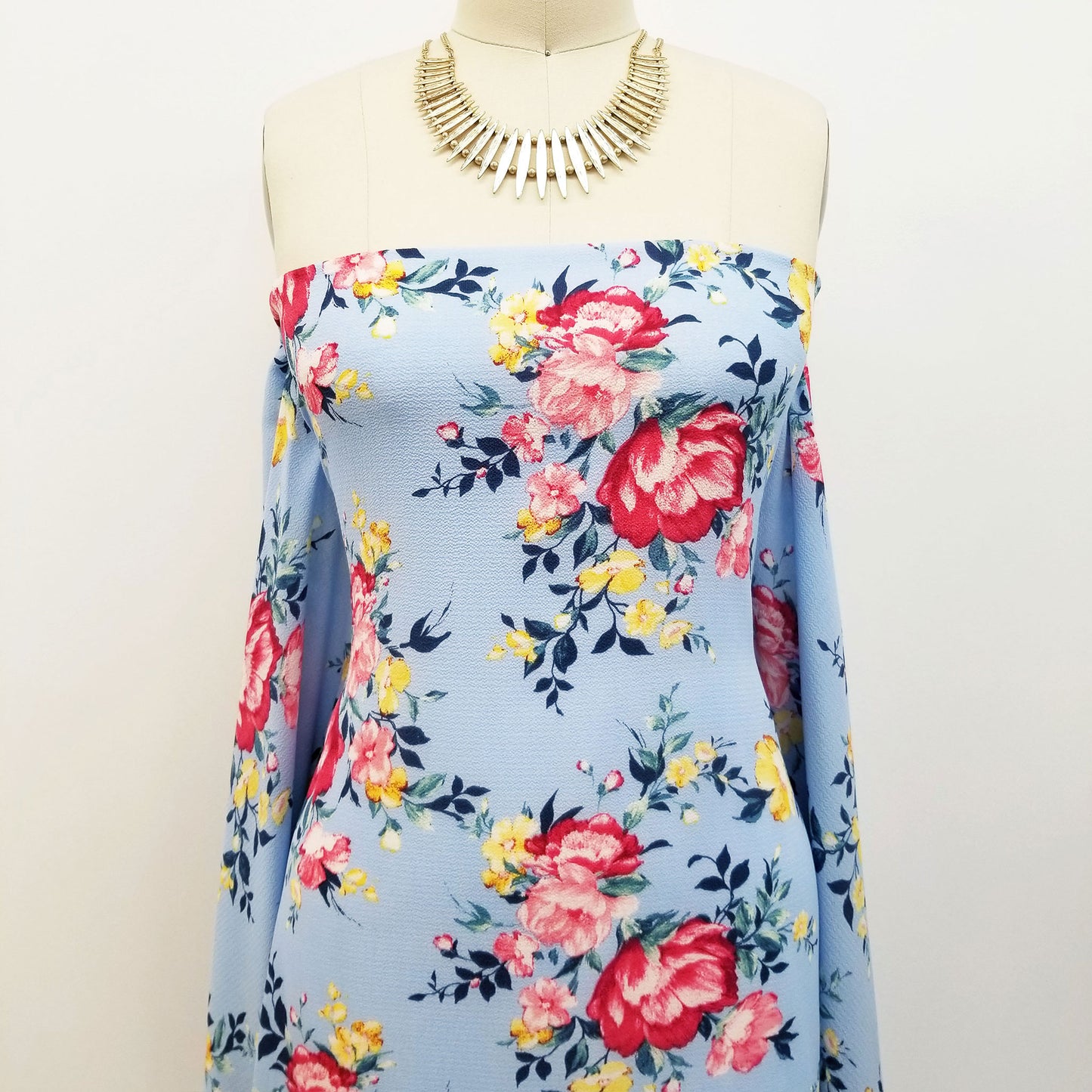 PD-632-586-SKY-BLUE-YELLOW - PRINTED CREPE CHIFFON 97% POLY 3% SPANDEX