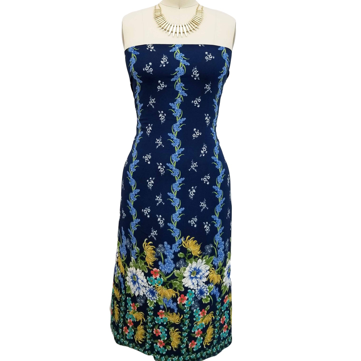 PD-649-586-NAVY-BLUE - DOUBLE BORDER CREPE CHIFFON 97% POLY 3% SPANDEX