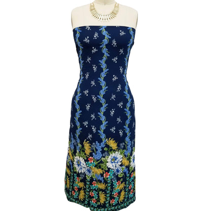 PD-649-586-NAVY-BLUE - DOUBLE BORDER CREPE CHIFFON 97% POLY 3% SPANDEX