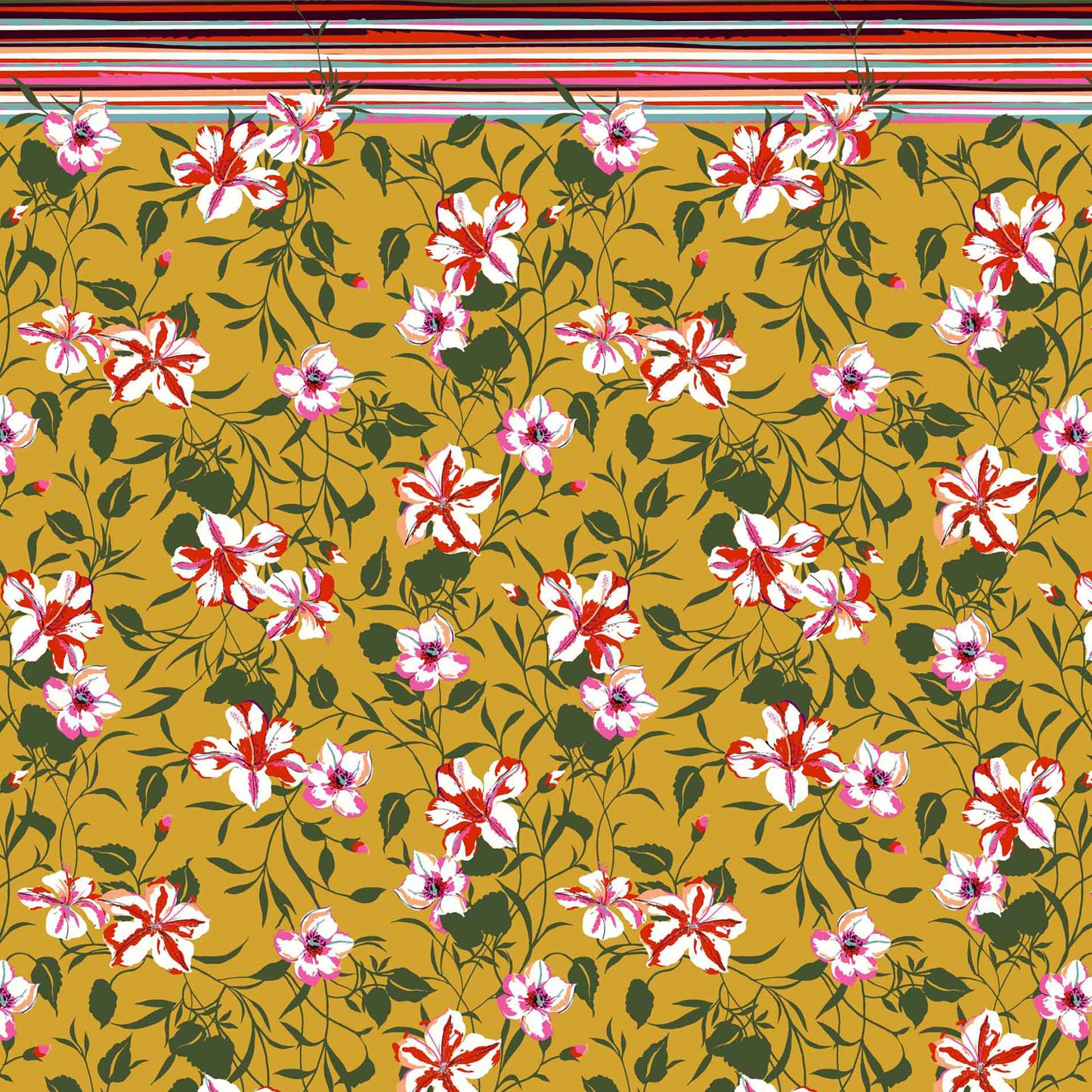 PD-663-734-GOLDEN-MUSTARD-FIESTA - DOUBLE BORDER PRINT WOOL PEACH 100% POLYESTER