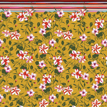 PD-663-734-GOLDEN-MUSTARD-FIESTA - DOUBLE BORDER PRINT WOOL PEACH 100% POLYESTER
