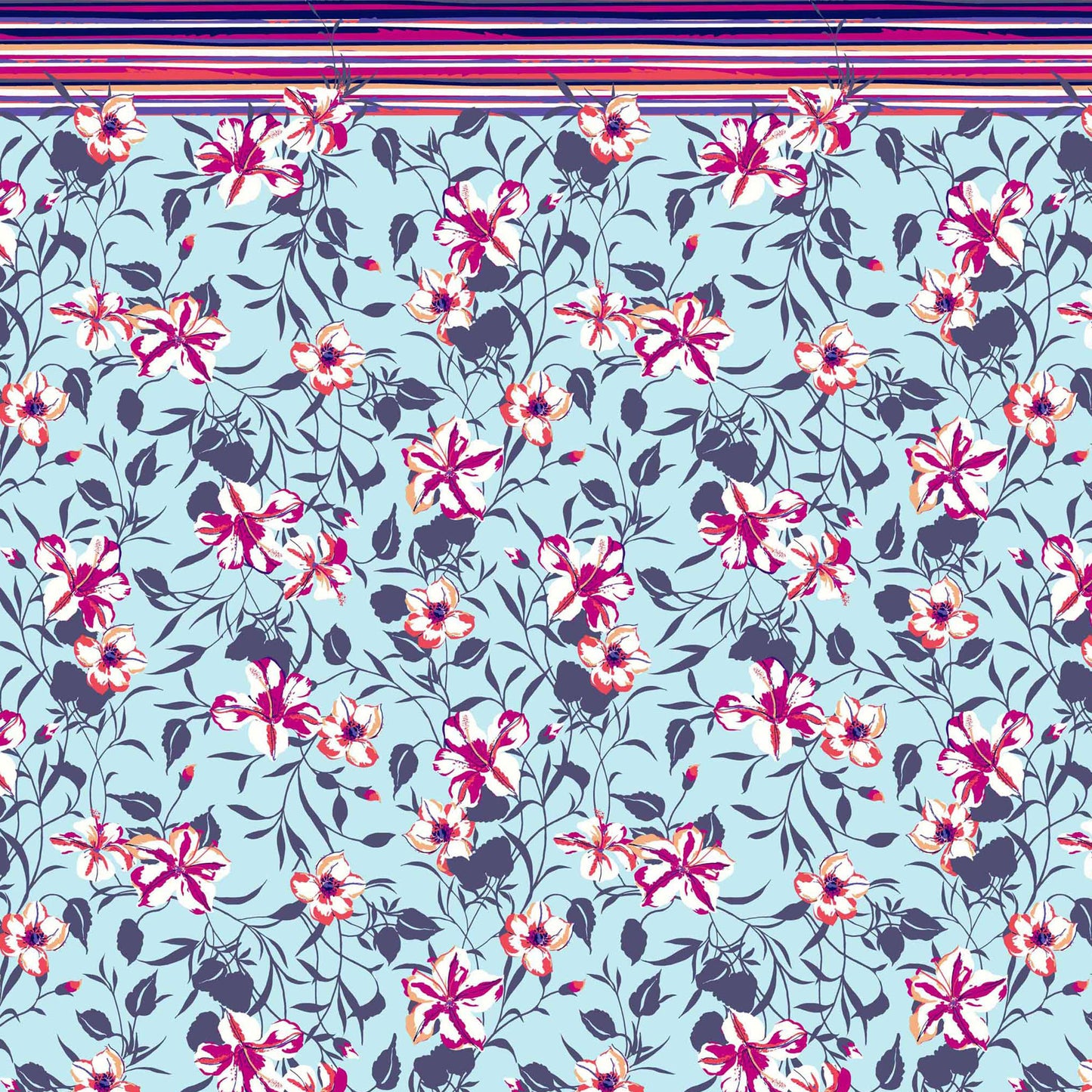 PD-663-734-SKY-BLUE-FUCHSIA - DOUBLE BORDER PRINT WOOL PEACH 100% POLYESTER