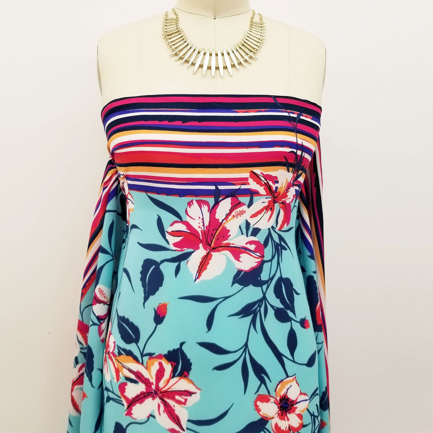 PD-663-734-SKY-BLUE-FUCHSIA - DOUBLE BORDER PRINT WOOL PEACH 100% POLYESTER