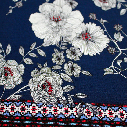 PD-664-586-NAVY-BLUE - DOUBLE BORDER CREPE CHIFFON 97% POLY 3% SPANDEX
