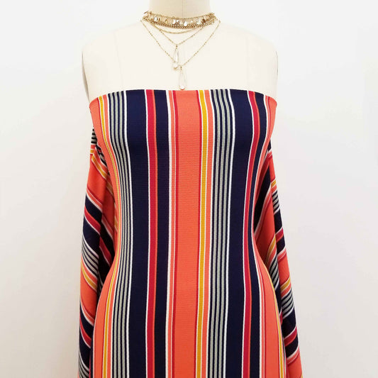 PD-703-586-ORANGE-NAVY - PRINTED CREPE CHIFFON 97% POLY 3% SPANDEX