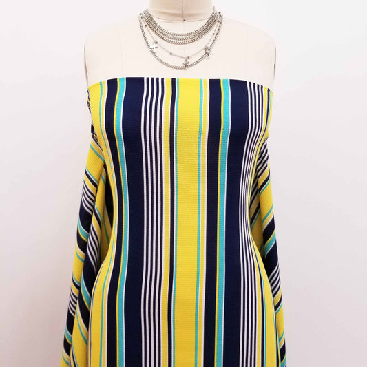 PD-703-586-YELLOW-NAVY - PRINTED CREPE CHIFFON 97% POLY 3% SPANDEX