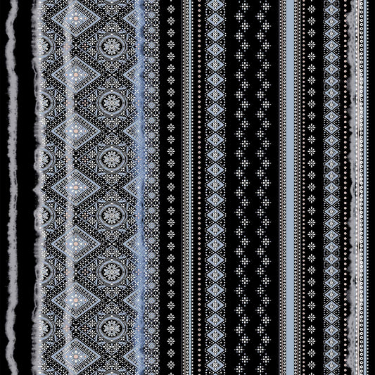 PD-720-586-BLACK-LT-BLUE - PRINTED CREPE CHIFFON 97% POLY 3% SPANDEX