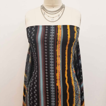 PD-720-586-BLACK-MINERAL-BLUE - PRINTED CREPE CHIFFON 97% POLY 3% SPANDEX