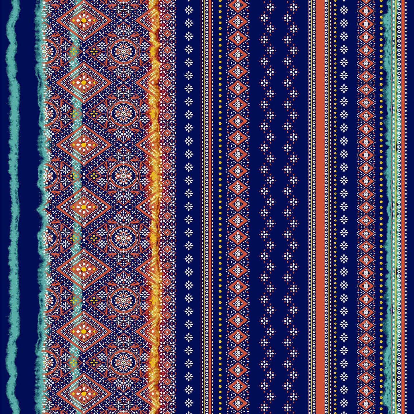 PD-720-586-NAVY-ORANGE - PRINTED CREPE CHIFFON 97% POLY 3% SPANDEX