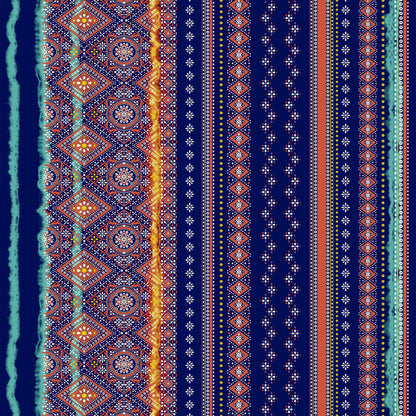 PD-720-586-NAVY-ORANGE - PRINTED CREPE CHIFFON 97% POLY 3% SPANDEX