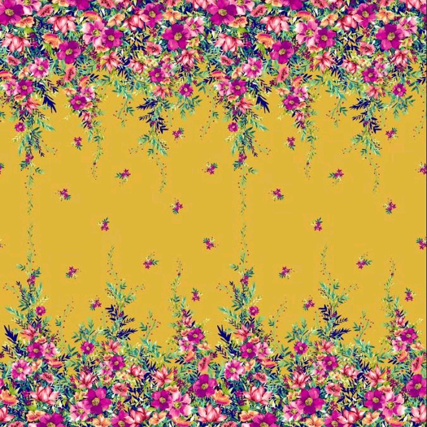 PD-743-504-Z-GOLDMUSTARD-CORAL - PRINTED WOOL DOBBY 100% POLYESTER