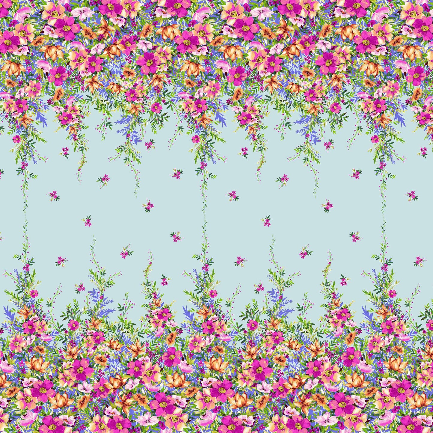 PD-743-586-MINT-PINK - DOUBLE BORDER. CREPE CHIFFON 97% POLY 3% SPANDEX