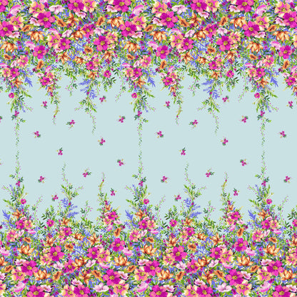 PD-743-586-MINT-PINK - DOUBLE BORDER. CREPE CHIFFON 97% POLY 3% SPANDEX