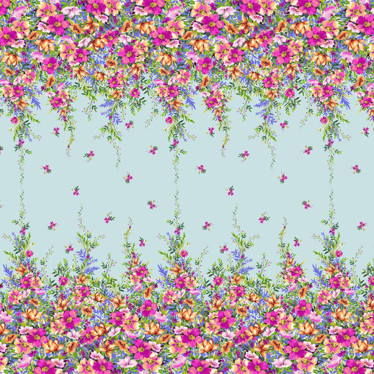 PD-743-586-MINT-PINK - DOUBLE BORDER. CREPE CHIFFON 97% POLY 3% SPANDEX