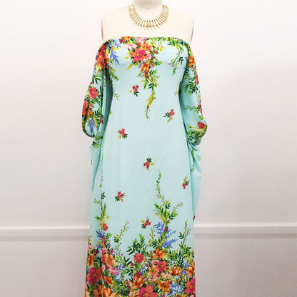 PD-743-586-MINT-PINK - DOUBLE BORDER. CREPE CHIFFON 97% POLY 3% SPANDEX