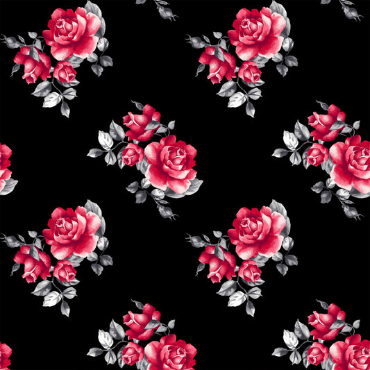 PD-79-734-BLACK-RED - PRINT WOOL PEACH 100% POLYESTER