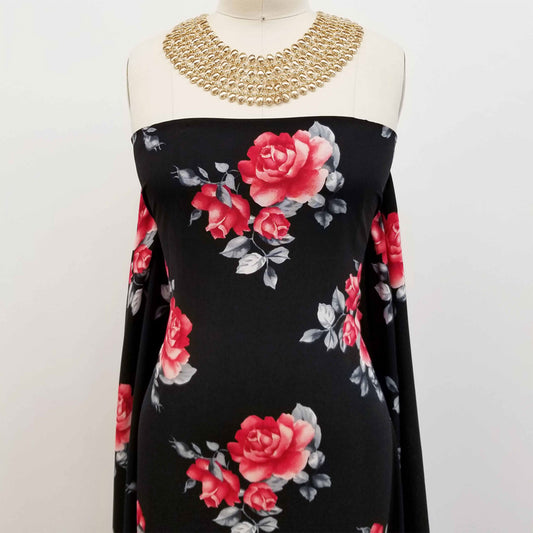 PD-79-734-BLACK-RED - PRINT WOOL PEACH 100% POLYESTER