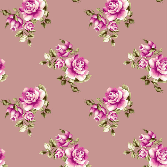 PD-79-734-MAUVE-PINK - PRINT WOOL PEACH 100% POLYESTER