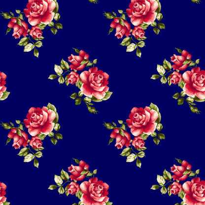 PD-79-734-NAVY-RED - PRINT WOOL PEACH 100% POLYESTER