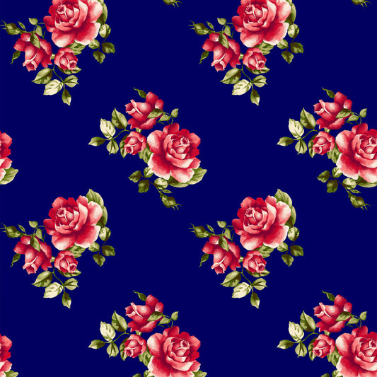 PD-79-734-NAVY-RED - PRINT WOOL PEACH 100% POLYESTER