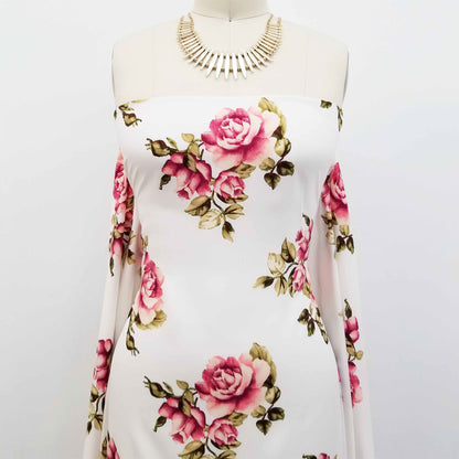 PD-79-734-OFFWHITE-PEACH - PRINT WOOL PEACH 100% POLYESTER