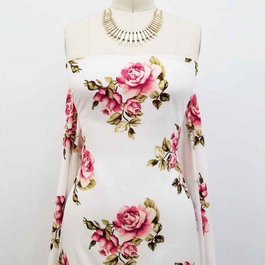 PD-79-734-OFFWHITE-PEACH - PRINT WOOL PEACH 100% POLYESTER