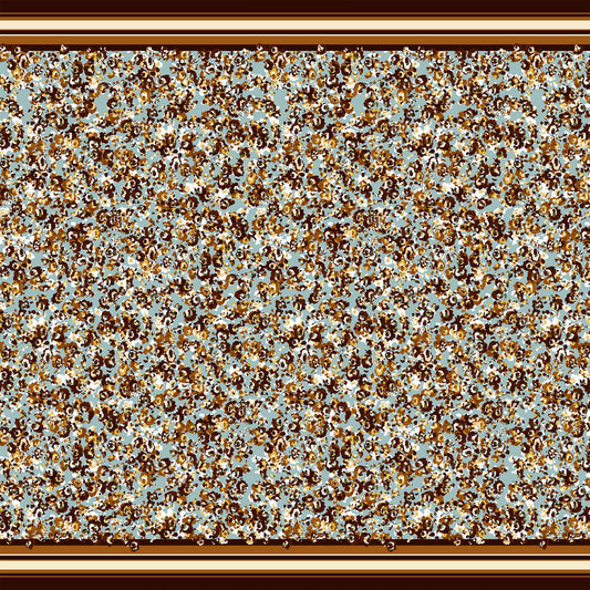 PD-797-586-EGGSHELL-BLUE-OLIVE - DOUBLE BORDER. CREPE CHIFFON 97% POLY 3% SPANDEX