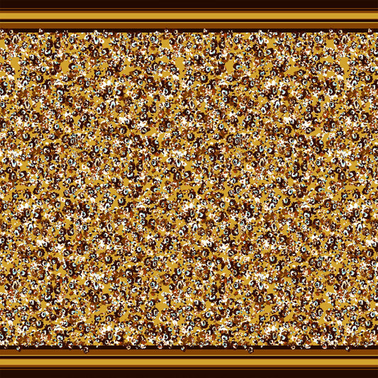 PD-797-586-GOLDEN-MUSTARD-AQUA - DOUBLE BORDER. CREPE CHIFFON 97% POLY 3% SPANDEX