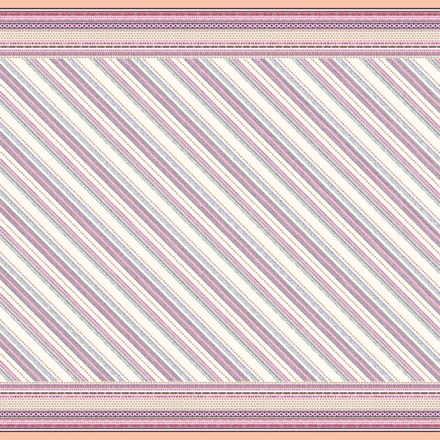 PD-898-504-OFFWHITE-PEACH -  DOUBLE BORDER PRINTED WOOL DOBBY 100% POLYESTER