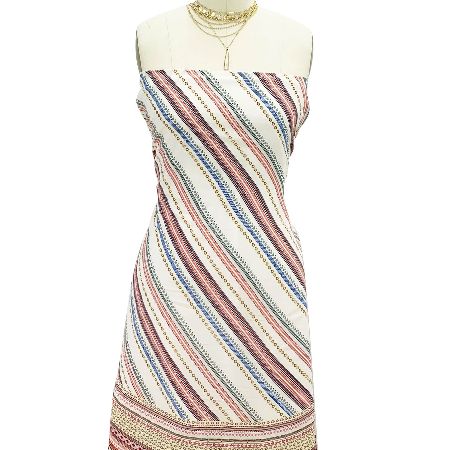 PD-898-504-OFFWHITE-PEACH -  DOUBLE BORDER PRINTED WOOL DOBBY 100% POLYESTER