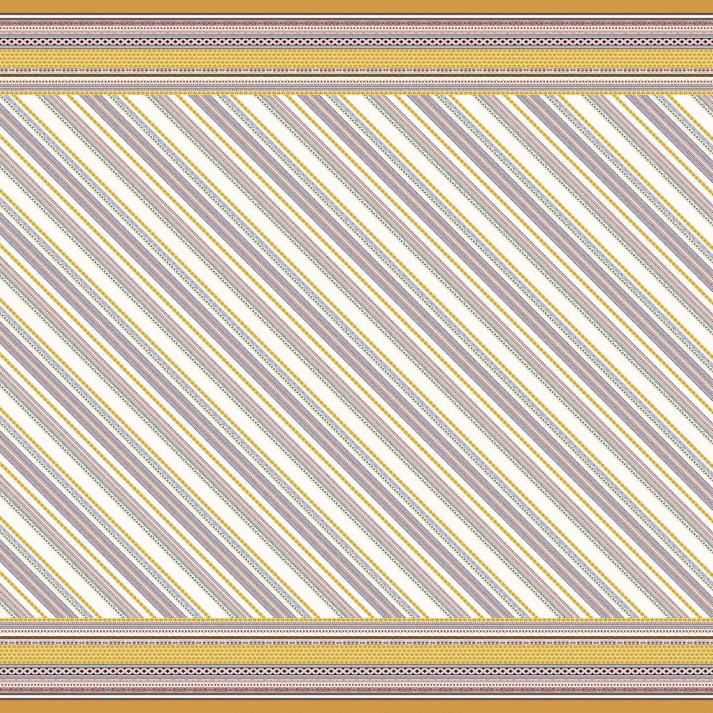 PD-898-504-OFFWHITE-YELLOW -  DOUBLE BORDER PRINTED WOOL DOBBY 100% POLYESTER