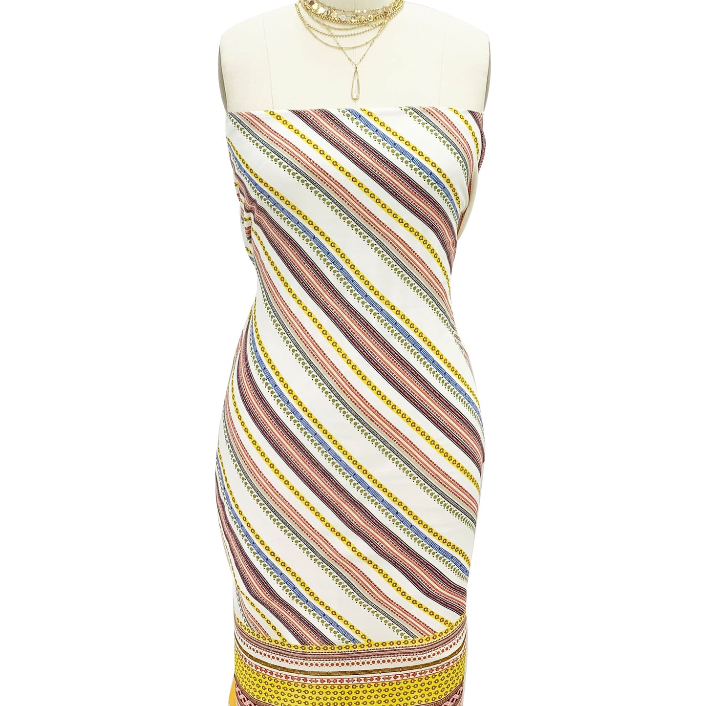 PD-898-504-OFFWHITE-YELLOW -  DOUBLE BORDER PRINTED WOOL DOBBY 100% POLYESTER