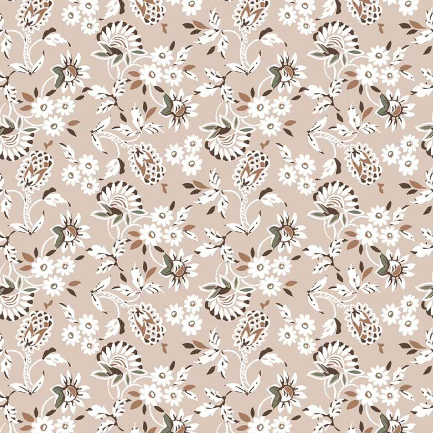 PD-906-698-ROSE-CLOUD-CARAMEL- PRINTED RAYON CHALLIS 100% RAYON CHALLIS