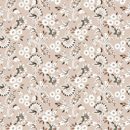 PD-906-698-ROSE-CLOUD-CARAMEL- PRINTED RAYON CHALLIS 100% RAYON CHALLIS