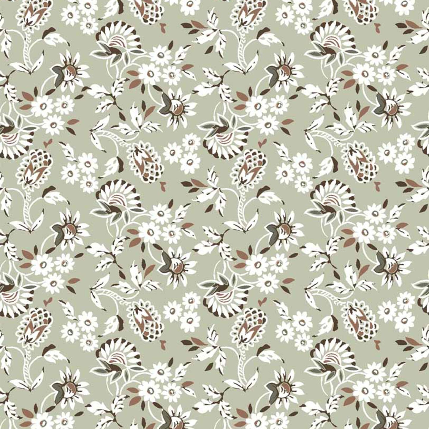 PD-906-698-SAGE-CARAMEL- PRINTED RAYON CHALLIS 100% RAYON CHALLIS