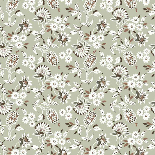 PD-906-698-SAGE-CARAMEL- PRINTED RAYON CHALLIS 100% RAYON CHALLIS