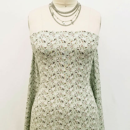 PD-906-698-SAGE-CARAMEL- PRINTED RAYON CHALLIS 100% RAYON CHALLIS