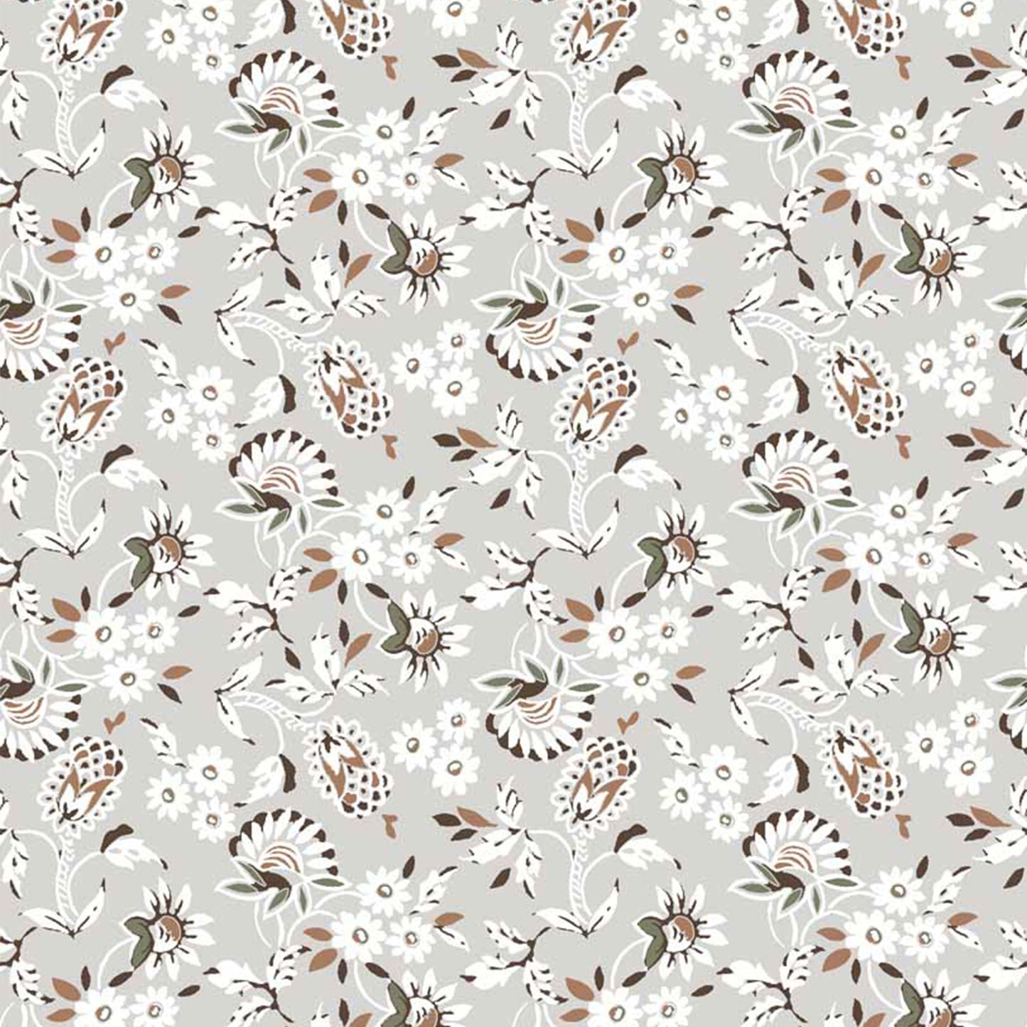 PD-906-698-SILVER-CARAMEL- PRINTED RAYON CHALLIS 100% RAYON CHALLIS