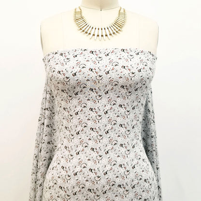 PD-906-698-SILVER-CARAMEL- PRINTED RAYON CHALLIS 100% RAYON CHALLIS