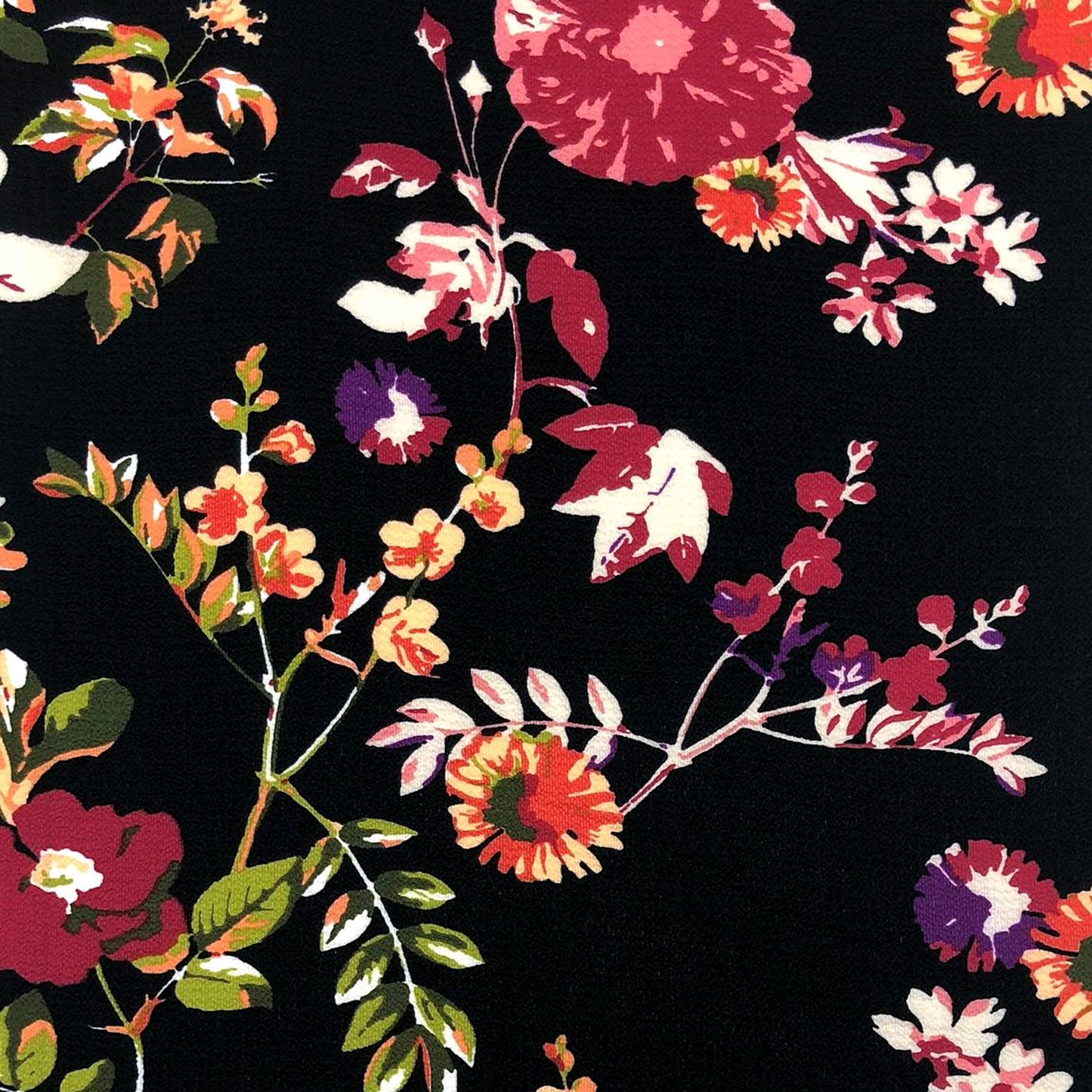 PD-91-586-BLACK-MERLOT - PRINTED CREPE CHIFFON 97% POLY 3% SPANDEX