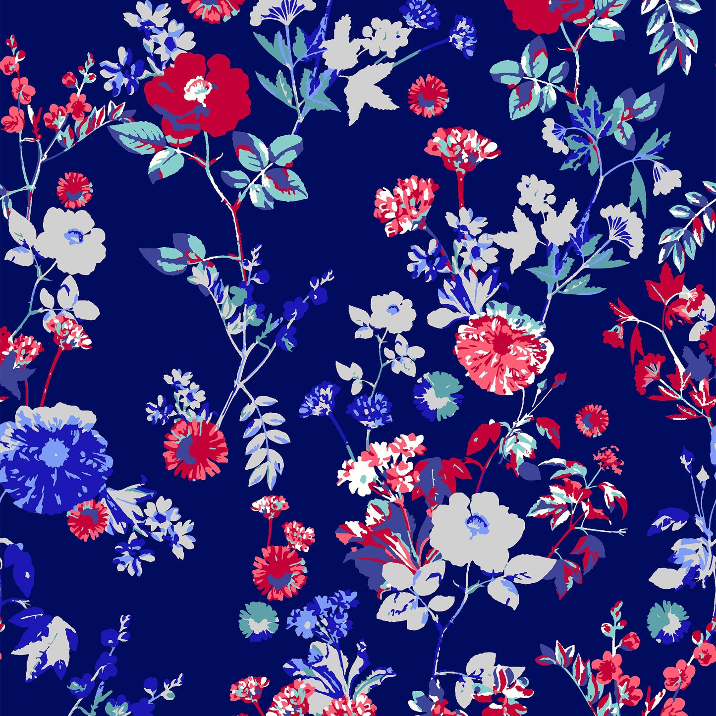 PD-91-586-NAVY-RED - PRINTED CREPE CHIFFON 97% POLY 3% SPANDEX