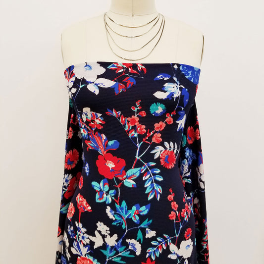 PD-91-586-NAVY-RED - PRINTED CREPE CHIFFON 97% POLY 3% SPANDEX