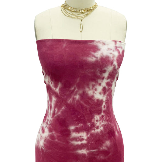 PT-1501-HVY-RSJ-BURGUNDY  - HAND TIE DYE RSJ 95% RAYON 5% SPANDEX JERSEY