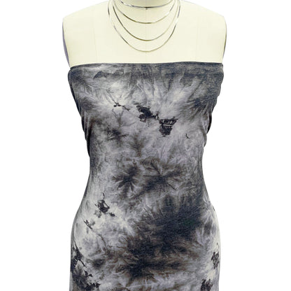 PT-2350-506-BLACK-GRAY - HAND TIE DYE FRENCH TERRY 63%POLY  33%RAYON  4% SPANDEX