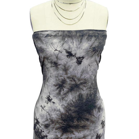 PT-2350-506-BLACK-GRAY - HAND TIE DYE FRENCH TERRY 63%POLY  33%RAYON  4% SPANDEX