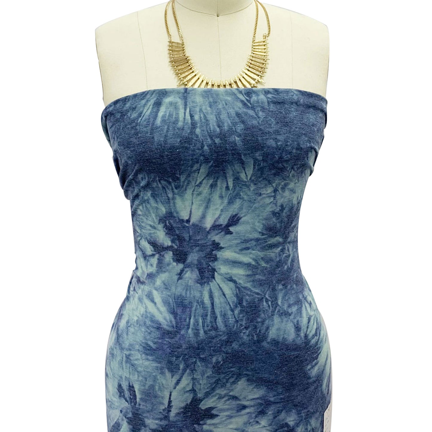 PT-2350-506-INDIGO-MINT - HAND TIE DYE FRENCH TERRY 63%POLY  33%RAYON  4% SPANDEX