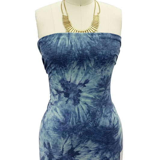 PT-2350-506-INDIGO-MINT - HAND TIE DYE FRENCH TERRY 63%POLY  33%RAYON  4% SPANDEX
